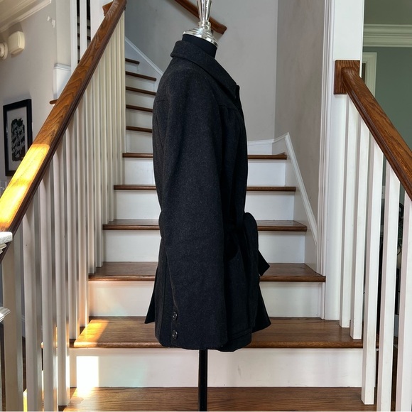 J. Crew Gray Wool Belted Pea Coat FLAWED - Picture 3 of 8